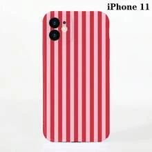 1pc Minimalist Stripe Pattern Perforated Glossy Filmic Case Full Protective Hard Phone Cover, Compatible With IPhone 11/12/13/14/15/16 Pro Max Waterproof Shockproof Anti-Fall Scratch Resistant