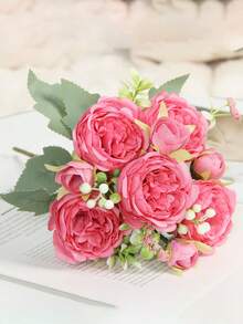 1Bunch 5-Head Peonies Artificial Flowers, Fake Flowers Pink Peonies Faux Flowers Vintage Artificial Silk Flower Peonies Bouquets Floral Arrangements Home Wedding Party Coffee Table Decor Home Decor Item, Romantic, Wall Decor, Holiday Decoration
