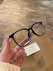 "Angel's Wing" Series  Retro Gothic Floral Cross Embossed  Blue Light Glasses For Women & Men, Classic Black Square Oversized Acetate Frame Clear Lens Eyeglasses, Luxury Designer Style Blue Blocker Computer Gaming Spectacles, Premium Titanium Lightweight Metal Hinge Flat Mirror Optical Frames,#CyberY2K  #GothicEyewear  #BlueLightBlocking  #VintageStyle  #LuxuryFrames - 黑色 - 查看 5