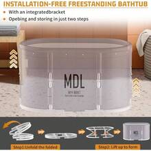 Foldable Bathtub Adults, Large Portable Installation - Bathtub Outdoor Freestanding Bath Tub Family Standing SPA Soaking Tub Bathroom SPA Shower Stall, 37.5''x 22''x 22''