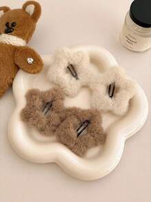 2-6 buah Jepit Rambut Anak Perempuan Lucu Warna Kopi Musim Gugur/Dingin, Jepit Samping Tak Terlihat untuk Poni, Aksesori Rambut Desain Sederhana untuk Anak Perempuan - MultiWarna - View 6