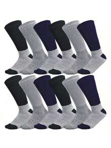 12 Pairs Diabetic Socks For Men And Women Loose Fit Non-Binding Thermal Diabetic Crew Cotton Socks Keep Foot Warm - 什錦 - 查看 2