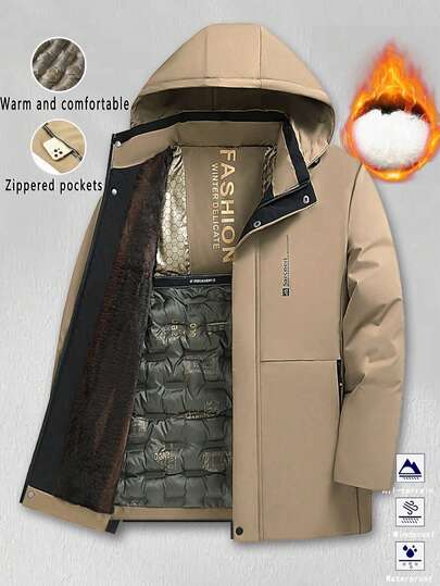 Men's Jacket, Simple Solid Color Hooded Jacket, Fashionable Comfortable Casual Sportswear, Winter