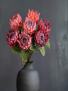 1/2 Piece Artificial King Protea Flower Bouquet - Luxury Plastic Desktop Decor, Maintenance-Free, Suitable For Dining Table, DIY Vase Decoration, Living Room, Bedroom And Garden - Multicolor - View 4