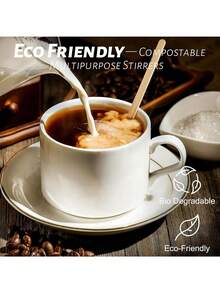 100pcs Wooden Coffee Stirrers - Disposable Wooden Stirrers, Suitable For Coffee And Cocktails - Smooth And Splinter-Free, Ideal For Beverage Mixing - Suitable For Cafes, Bars And Beverage Stations - Multicolor - View 4