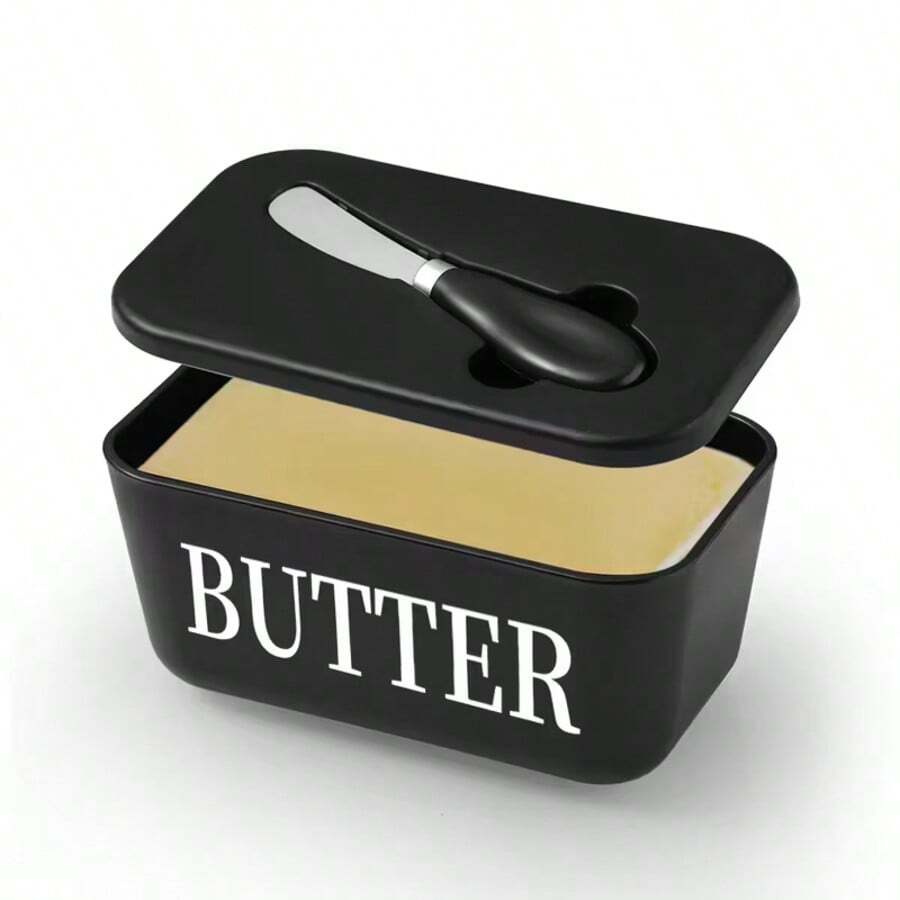 1 Set Elegant Butter Dish With Lid And Knife, Easy To Clean, Keeps Butter Fresh