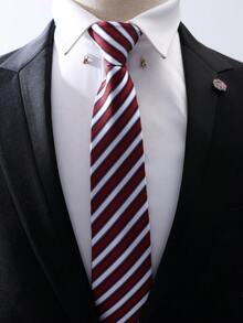 1 pieza Corbata de hombre con múltiples estilos de corbatas a rayas, fácil de anudar para personas perezosas, de moda y versátil, adecuada para vestimenta formal, negocios, matrimonio, trabajo y carrera