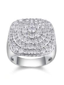 1 pieza Anillo de Moissanita en espiral, estilo minimalista, incrustado en plata de ley S925, chapado en oro de 18K, con diamantes engastados elegantes, banda cerrada, talla 8/9/10/11/12, diseño hipoalergénico y sin níquel, adecuado para bodas, fiestas, banquetes y festividades de Ramadán, incluye certificación GRA