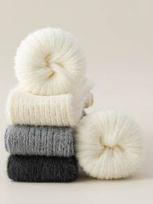 1/2/4双装女士加厚蓬松保暖腿套，秋冬季百搭时尚简约腿套，及膝长筒腿套，舒适保暖 - 彩色 - 查看 5