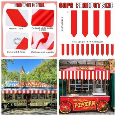 Carpa de carnaval, decoracin de temtica de circo, decoracin de toldo de circo, a rayas blancas y rojas, toldo 3D, toldo para decoracin de temtica de Mardi Gras, 9.84x 78.74