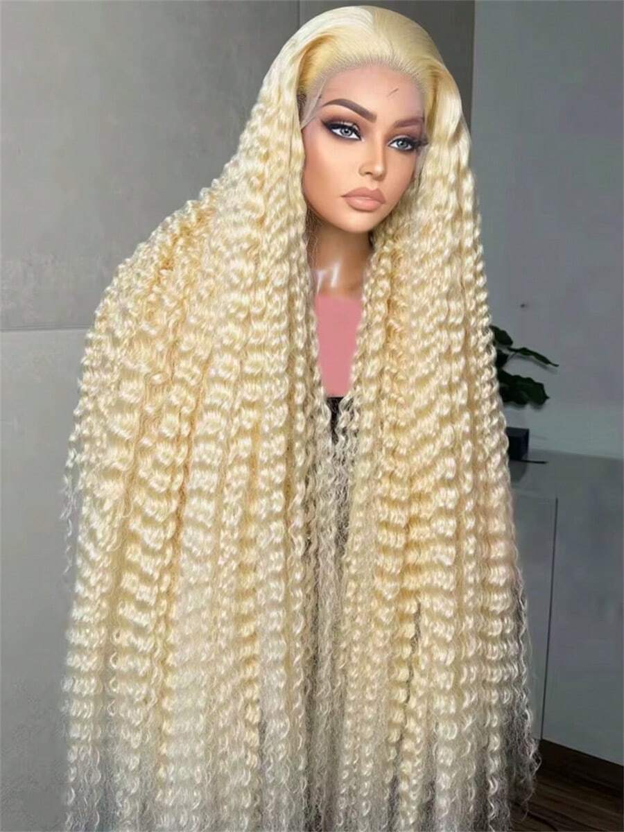30 Inch 13X4 613 Deep Wave Lace Frontal Wigs Water Wave Wigs Long Curly Wave 613 Blonde Wigs Pre Plucked For Women 200% Density - S613 - 查看 1