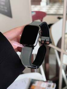 1条男女通用真皮硅胶磁吸表带，兼容 42mm、38mm、40mm、41mm、44mm、45mm、46mm、49mm，时尚智能手表替换表带，适用于Series Ultra2、Ultra SE2、SE 11、10、9、8、7、6、5、4、3、2、1，适合作为学生返校礼物 - 灰色 - 查看 5