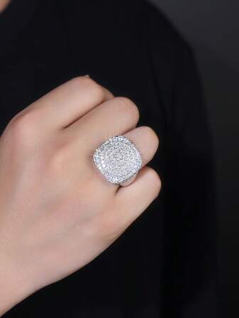 1pc Spiral Moissanite Ring, Minimalist Style, S925 Sterling Silver Moissanite Inlaid, 18K Gold Plated, Elegant Pave Diamonds, Closed Band, Size 8/9/10/11/12, Low Allergy, Nickel-Free Design, Suitable For Wedding, Party, Banquet And Ramadan Holidays, Comes With GRA Certification