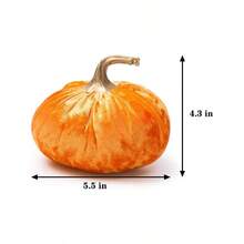 - Juego de 6 calabazas de terciopelo hechas a mano, diseo de calabaza de peluche sper suave con exquisita artesana para otoo, Halloween, Accin de Gracias - Púrpura, naranja, dorado, blanco, gris, verde oliva - Ver 4