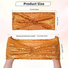 Gold Sequin Chair Sashes With Bow For Folding Chairs, Party Wedding Reception Decorations, 20 PCS - 橘色 - View 4