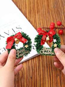 5 piezas/10 piezas Minicoronas navideñas de estrella con lazo de campana de cascabel para escena en miniatura