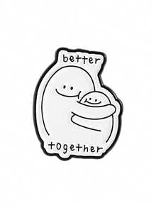 1pc Better Together Enamel Pin, Minimalist Cartoon Hugging Figure Brooch For Backpack, Lapel, Fashion Jewelry Suitable For Men And Women, Daily Wear, Gift For Friends
