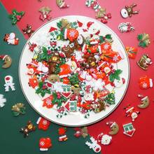 20/50/100 pièces Charms de Noël en résine pour artisanat, perles de charme de slime à dos plat, ornements miniatures pour décorations de Noël, fournitures d'artisanat et mini décorations de Noël, motifs aléatoires