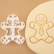4pcs Gingerbread Man Stamp Mold Cartoon Christmas Stamp Mold Embossing Tool Fondant Baking Cookie Cutter - White - View 8