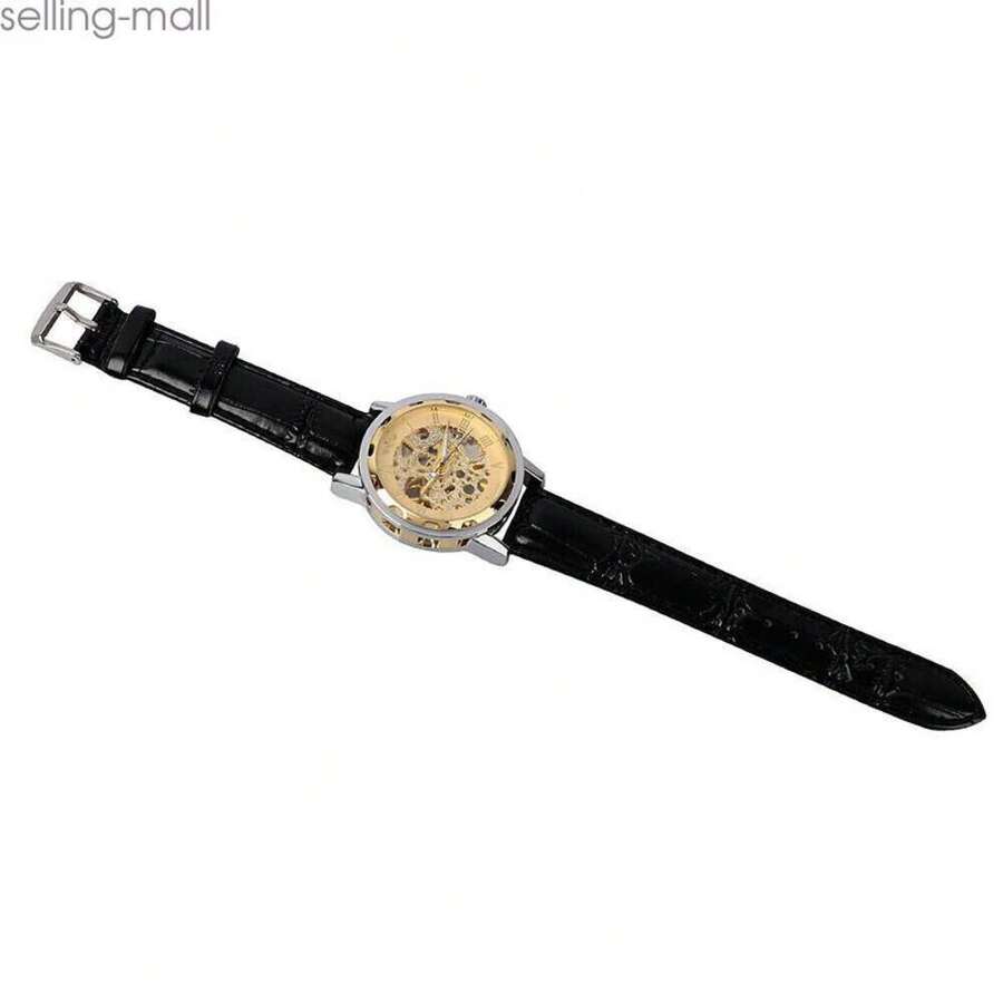 Luxury Luxury Classic Men Black Leather Dial Skeleton Mechanical Sport Wrist Watch Hotsale - 8 - 查看 1