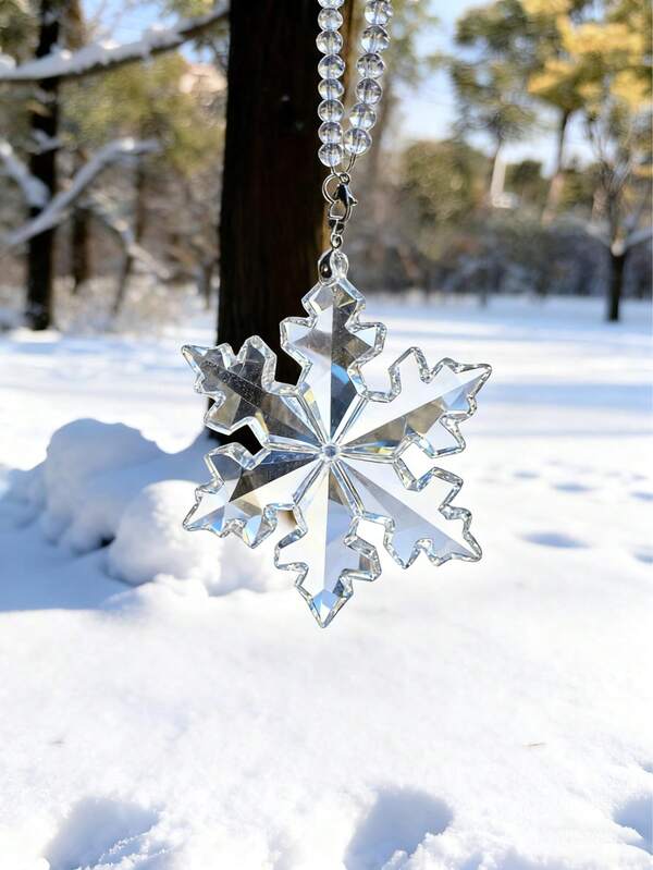 Car Pendant -1pc Crystal Snowflake Pendant Exquisite And Transparent Four Seasons GM Pendant Bag Christmas Tree Decorative Car Ornaments