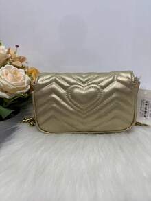 Women's Small Crossbody Bag With Chain Strap Party Bag - Gold - View 2