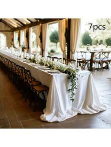 7pcs Burgundy Satin Tablecloth 58*71 Inch, Soft Tablecloth For Birthday Party, Wedding, Banquet, Gathering, Meeting, Celebration, Ceremony Decoration - Multicolor - View 16