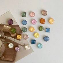 12 piezas/8 piezas/7 piezas Imanes de nevera con ondas de agua - Imanes de tablero de fotos redondos y cuadrados, adecuados para notas de pizarra blanca, decoración del hogar creativa y juegos de regalos, aplicables para la cocina y la oficina - Multicolor - Ver 1