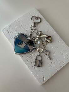 1pc Original Y2k Cat Bag Pendant Portable Makeup Mirror Keychain Birthday Gift Love Pattern Bag Charms Key Ring Bag