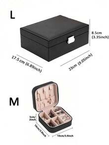 1pc Black Double Layer PU Leather Jewelry Storage Box Large Capacity Earrings, Necklaces, Bracelets Storage Box - Multicolor - View 9