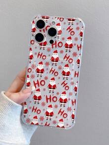 1 pezzo Custodia telefonica trasparente e antiurto con Babbo Natale, fiocchi di neve, in materiale TPU, adatta come regalo natalizio compatibile con Apple XS/XS Max/XR/11 12 13 14 15 16 17 Pro/Pro Max/14 15 16 Plus