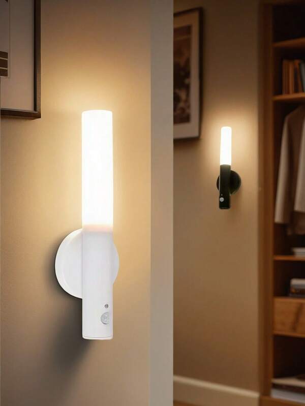 1PC Motion Sensor Night Light Wireless Rechargeable ,Indoor LED Lamp Black, Bedroom Lights, Type-C Charging, Suitable Night Light, Cabinets,Hallway, Bedroom Light, Wardrobe Lights,Staircase, Wall Light,Bedside, Night Light, Toilet Wall Induction Holiday Gift