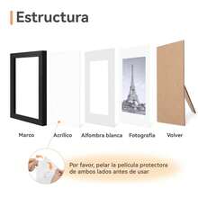 Marco Decorativo de PVC en Negro para Fotos 6x8" o 8x12", Ideal para Decorar Hogar, Escritorio Oficina - 2 Piezas de 8x12 - 2 Piezas-Negra - 8x12" - Ver 10