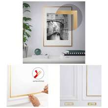 Gold Molding Trim Peel And Stick, Flexible Mirror Border Design, Wall Ceiling Floor Cabinet Tile Moulding, 5mx 0.66cm - 0.26"W X 196.8"L + Matte Gold - View 1