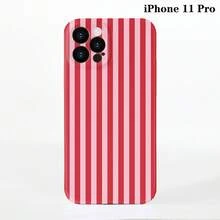 1pc Minimalist Stripe Pattern Perforated Glossy Filmic Case Full Protective Hard Phone Cover, Compatible With IPhone 11/12/13/14/15/16 Pro Max Waterproof Shockproof Anti-Fall Scratch Resistant