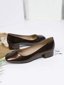 Nuevos zapatos de mujer con punta cuadrada y escote bajo, zapatos con tacón grueso de talla grande, suela blanda y cómoda antideslizante, para todas las estaciones - Marrón - Ver 7