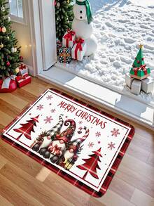 1 pieza Felpudo de felpa con diseño de enano de Navidad con barba blanca, antideslizante, plegable y de fácil cuidado para sala de estar, entrada, baño, lavandería, decoración de fiesta de Navidad, decoración de celebración de Navidad, decoración de entrada de Navidad, decoración de baño, dormitorio, sala de estar, comedor, alfombra antideslizante para interiores y exteriores, decoración navideña, decoración del hogar, felpudo de regalo de inauguración de casa en Navidad, regalo de Navidad, recuerdo de fiesta, decoración de otoño