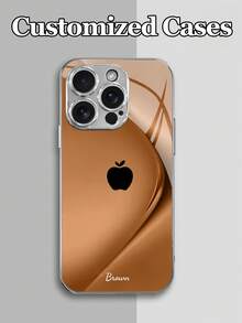 1pc Customizable Personalized Text With Creative New Minimalist Red, Purple, Gray, Blue, Green, Brown Apple Fashion Design Tempered Glass Material Phone Case, Compatible With Iphone 17 Pro Max/17 Air/16 Plus/15/17/13/12/11/XS Max/6 7 8 Plus And S25 Edge/S20/24 Plus/S23 FE/S21 Ultra Models, Fashionable High-Definition Printing, Best Gift For Friends, Classmates, Girlfriends, Brothers, Family - Silver - View 4