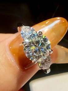 1 件华丽 925 纯银方晶锆石戒指 女士结婚珠宝 精美珠宝