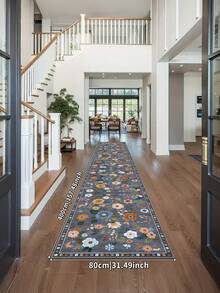 1 pieza Alfombra rosa, estilo floral, alfombra de pasillo, 850g/m² lavable a máquina, decoración del hogar, sala de estar, cocinas, pasillos, dormitorio, comedor, oficina, para todas las estaciones