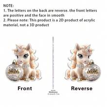 1/4 Pcs 2026 Horse Keychain Acrylic Car Interior 2D Backpack Pendant Christmas Tree Decoration Party Supplies Gift - Multicolor - View 8