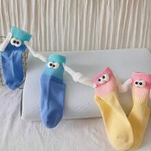 Funny Socks For Couples Friends, Magnetic Holding Hands Socks, Cute Valentine's Day Birthday Gifts For Women Men - 白色 - 查看 10