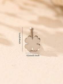 1pc Stainless Steel Four-Leaf Clover, Star, Love, Smiling Face, Hollow Heart Shaped Minimalist Fashion Earcuff Earrings For Women, Multiple Colors Available