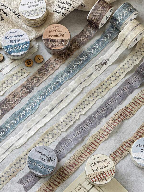 1 Roll Vintage Sewing Theme Decorative Washi Tape, Suitable For Scrapbooking, Phone Cases, Journals, Frames, Envelopes, Crafts - Fun Personalized Decorative Stickers
