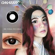 1 副彩色隐形眼镜，适合角色扮演和化妆，白色隐形眼镜，红色和黑色隐形眼镜，动漫隐形眼镜 - 黑色 - 查看 5