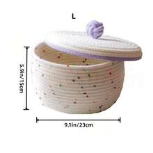 Boho Style Woven Storage Basket With Lid, Christmas Decor Desktop Organizer Bin, Suitable For Living Room, Bedroom, Study, Bedside, Storage For Remote Control, Cosmetics, Keys, Stationery, And Various Small Items - Multicolor - View 13