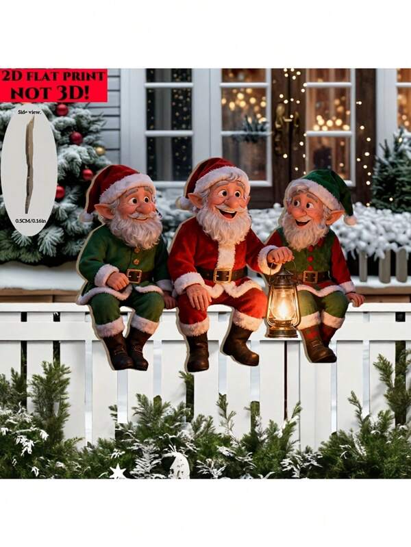Decorações de Natal de madeira 2D, Decoração de jardim externo, 3 Papais Noéis na cerca, Decoração externa divertida, Decoração de madeira grande e durável, Decoração de Natal, Presente de Natal, Adequado para jardim externo, Cerca, Decoração de parede de quintal, Presente maravilhoso para família, amigos, vizinhos, Decoração de cerca, Decoração de parede de quintal, Arte de quintal para festas, Decoração caprichosa, Decoração resistente às intempéries, Decoração de jardim, Decoração de cerca para festas, Compras para festas