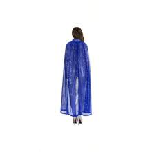 Adult Women Long Maxi Paillette Cosplay Cape Halloween Xmas Party Sequins - Blue - View 2