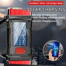 Solar LED Flashlight, High Lumen Handheld Rechargeable Outdoor SpotlightSearchlight For Camping Emergencies Hunting Work Light : Protection & USB&Type-C Charging - 紅色 - 查看 5