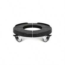 - Ruedas de basura ajustables de 15 a 19 pulgadas, rodillo redondo con 4 ruedas, carro de tambor resistente, 420 libras, carretilla de barril, soporte multifuncional para plantas - Negro - + 1 - Ver 2